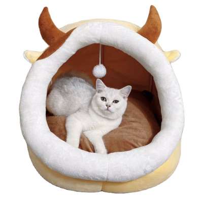 Pet Product Dog Bed Pet Removable and Washable  Plush Semi Enclosed Cat nest  Resistant and Breathable All Seasons