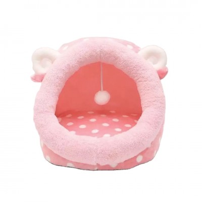 Pet Product Dog Bed Pet Plush Semi Enclosed Cat nest  Resistant and Breathable Removable and Washable Sheep Pattern